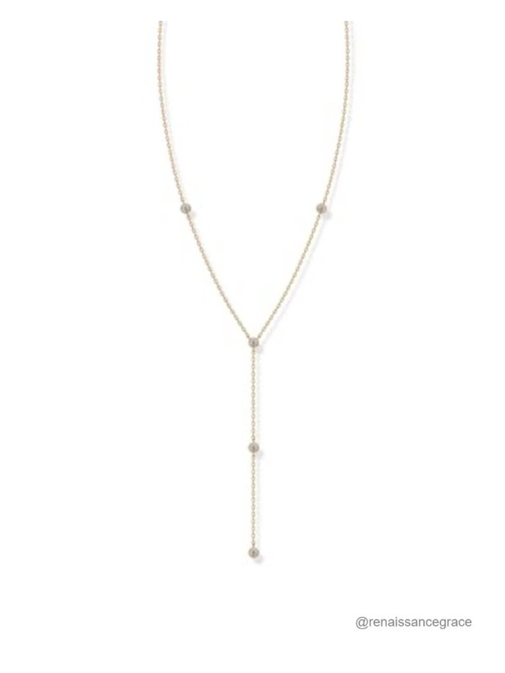 14K Gold Plated Y Necklace Cubic Zirconia Lariat Layered Chain Women